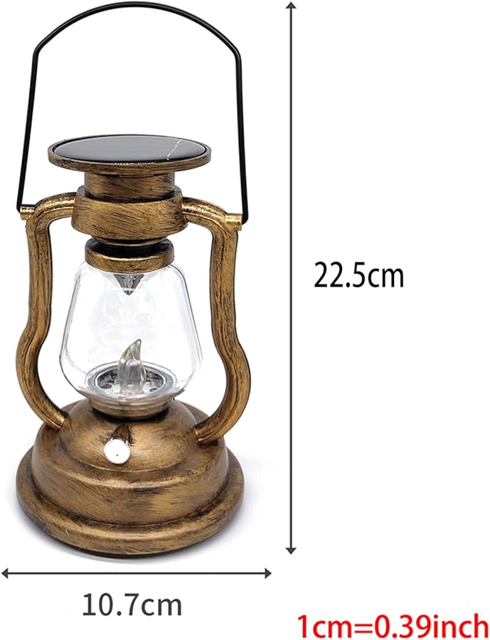 مصباح زيت معلق يعمل بالطاقة الشمسية مقاوم للمطر للحديقة والشجرة والطاولة، لون أ - Image 3